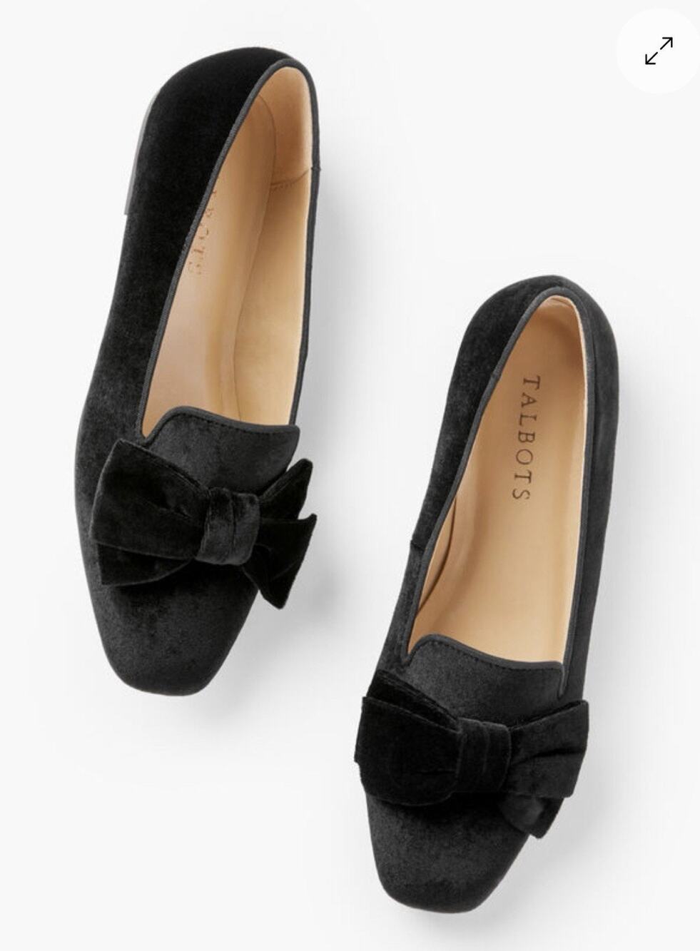 Talbots Stella Double Bow Nappa Loafers Black Velvet NWOB